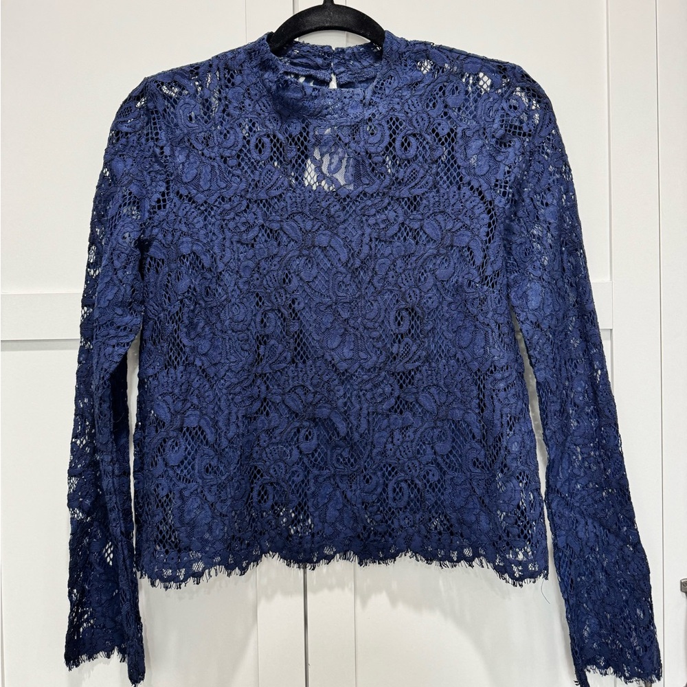 Romeo Juliet Couture: Navy Lace Women's Top